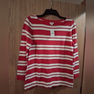 j. crew long sleeve striped sweater, sz small,  25 long, 17.5 armpit to armpit,